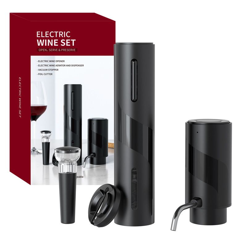 Electric Wine Bottle Opener Set Rechargeable Wine Set with Foil Cutter — image 1