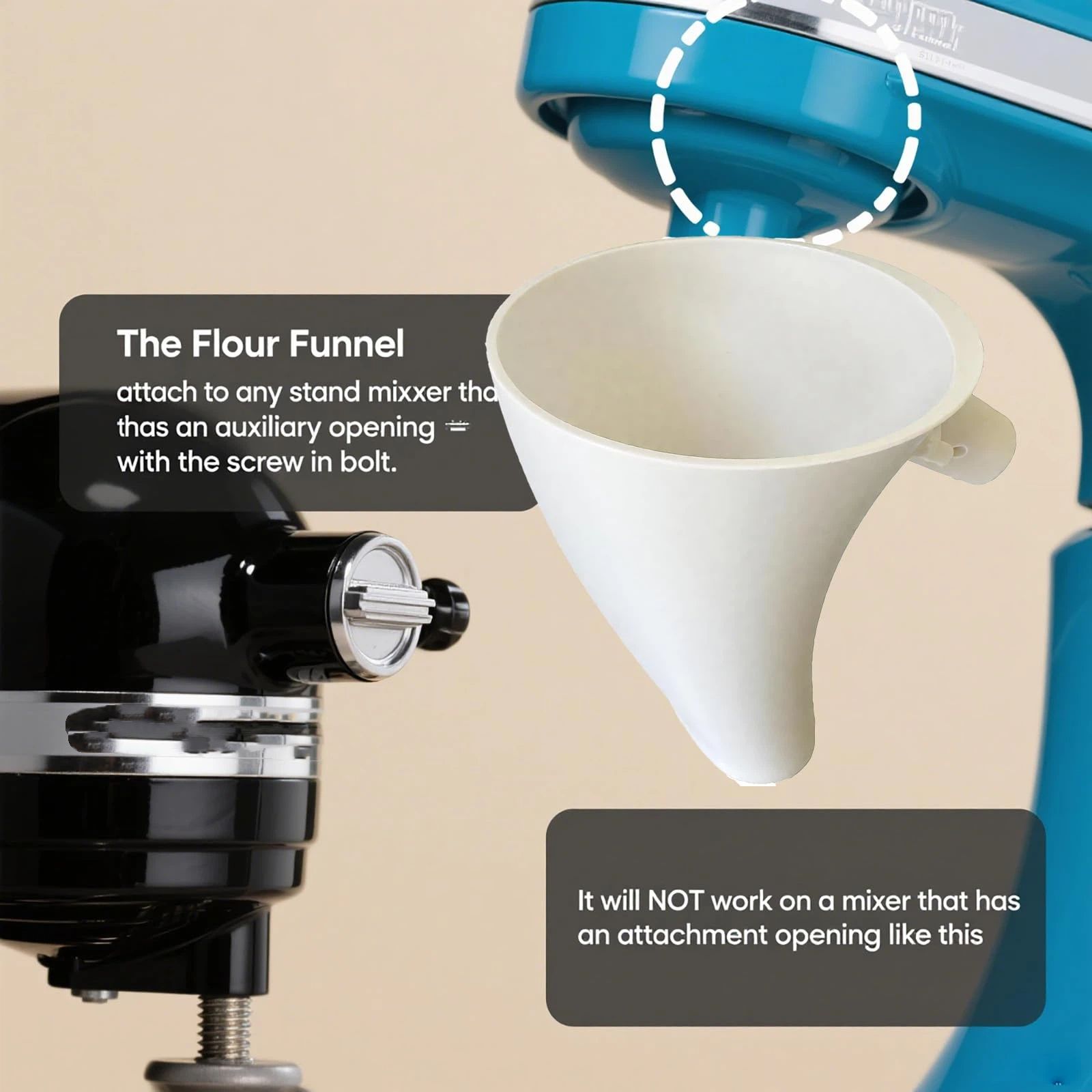 Flour Funnel for Kitchen Aid Mixer view 3