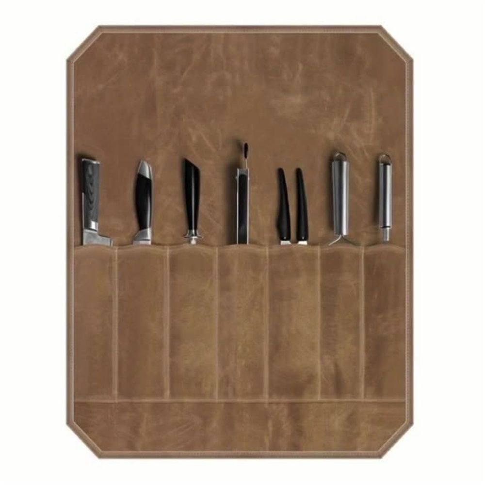 Chef’s Knife Roll Case, Waxed Canvas Cutlery Knives Holders Protectors, Home view 2