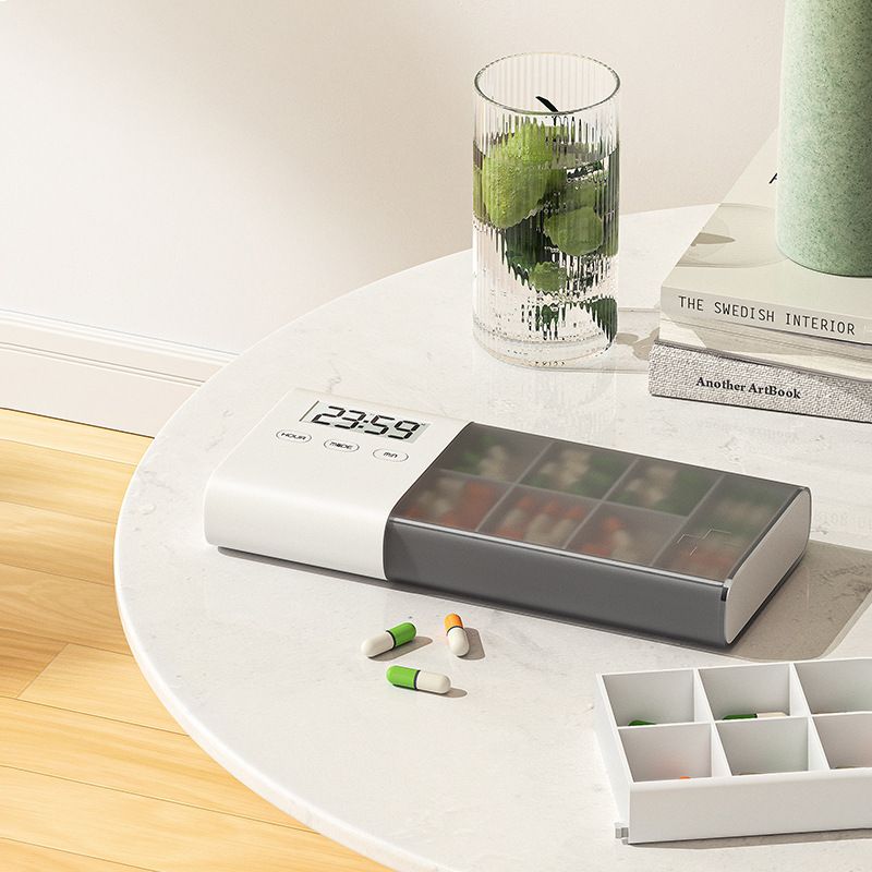 Portable Pill Organizer with Sound Flashing Light and Vibration Alarm view 2