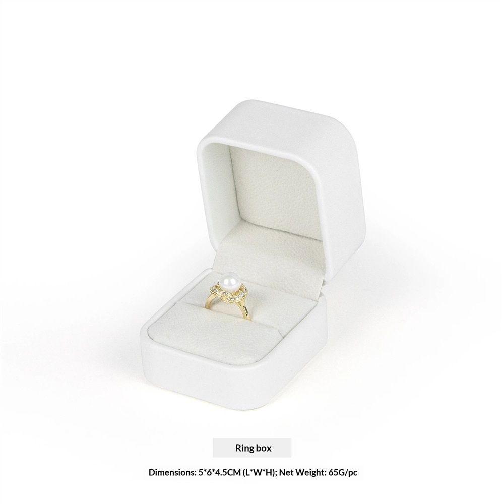 White Leather Ring Gift Box Wedding Ring Box Jewelry Gift Box for Birthday view 2