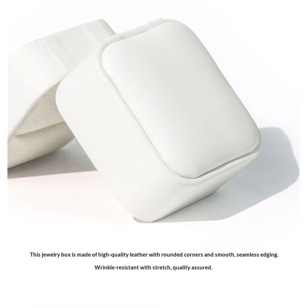 White Leather Ring Gift Box Wedding Ring Box Jewelry Gift Box for Birthday view 4