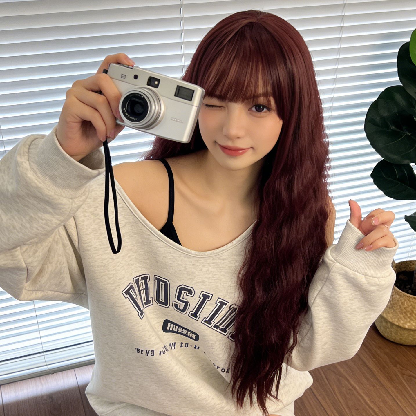 Red Wig With Bangs Long Red Wigs for Women 26 Inches Curly Wavy Hair Natural view 4