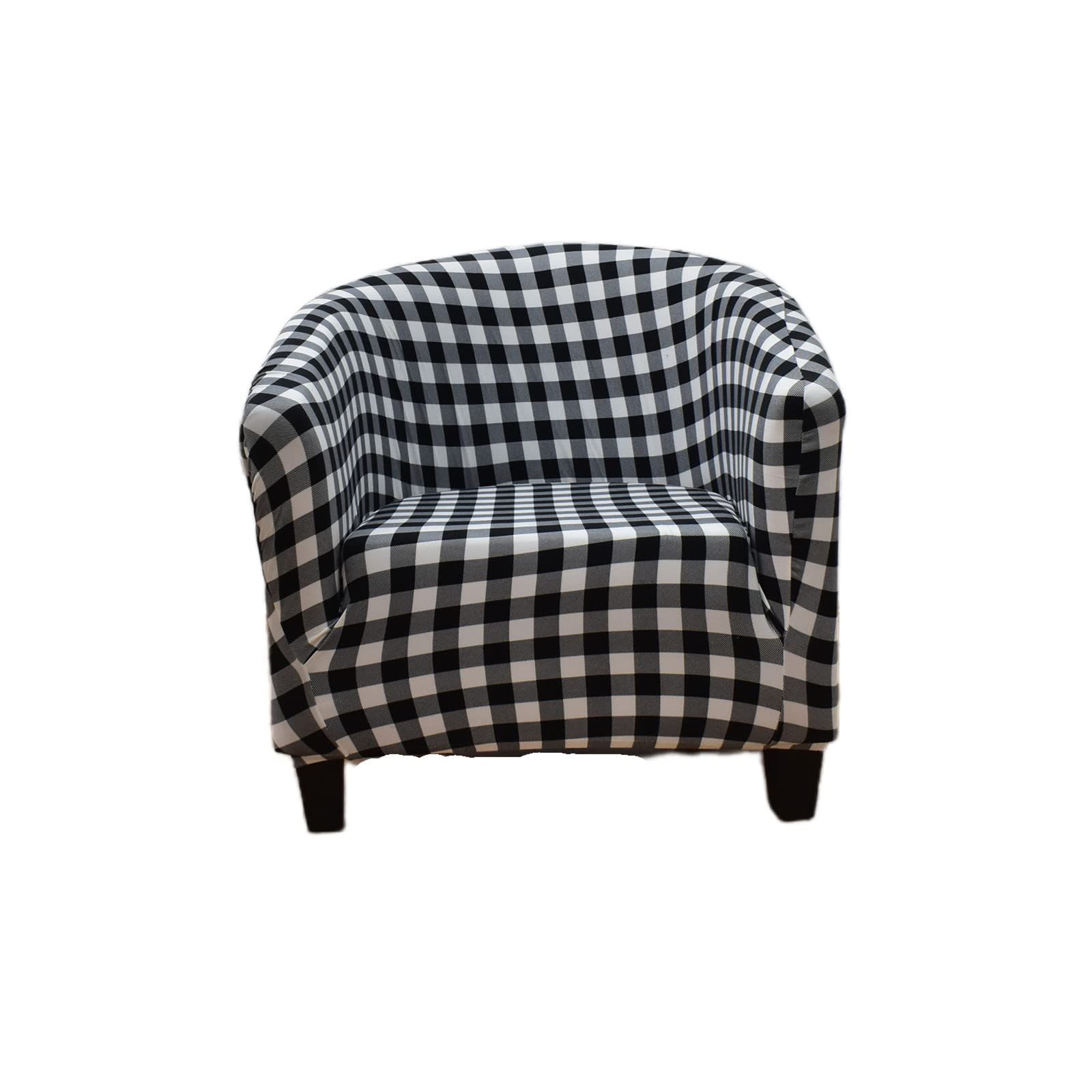 1 Piece Stretch Black/White Barrel Chair Slipcovers with Arms — image 1