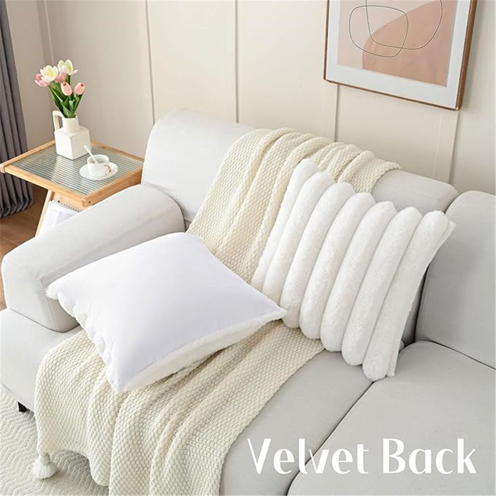Cream White Decorative Throw Pillow Covers 18x18 Inch Set of 2 view 2