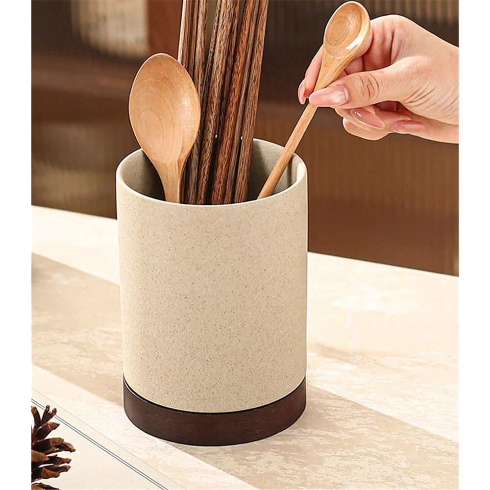 Large Utensil Crock, Ceramic Cooking Utensil Organizer with view 4
