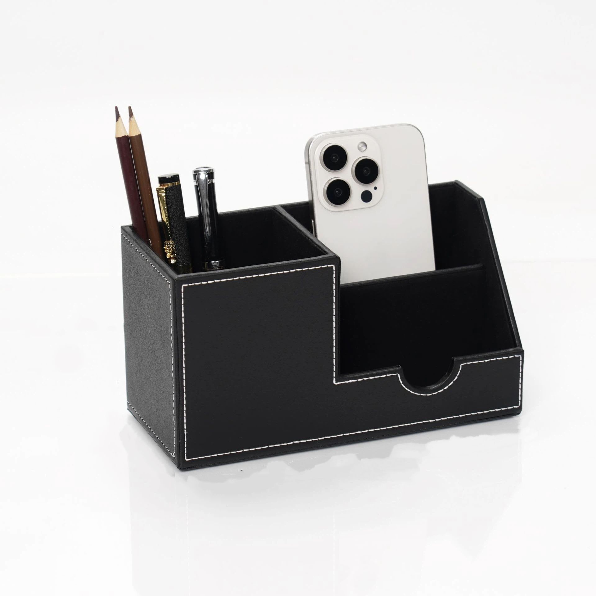Desk Organizer Office Supplies Leather Multi-function Storage Box Pen/Pencil — image 1