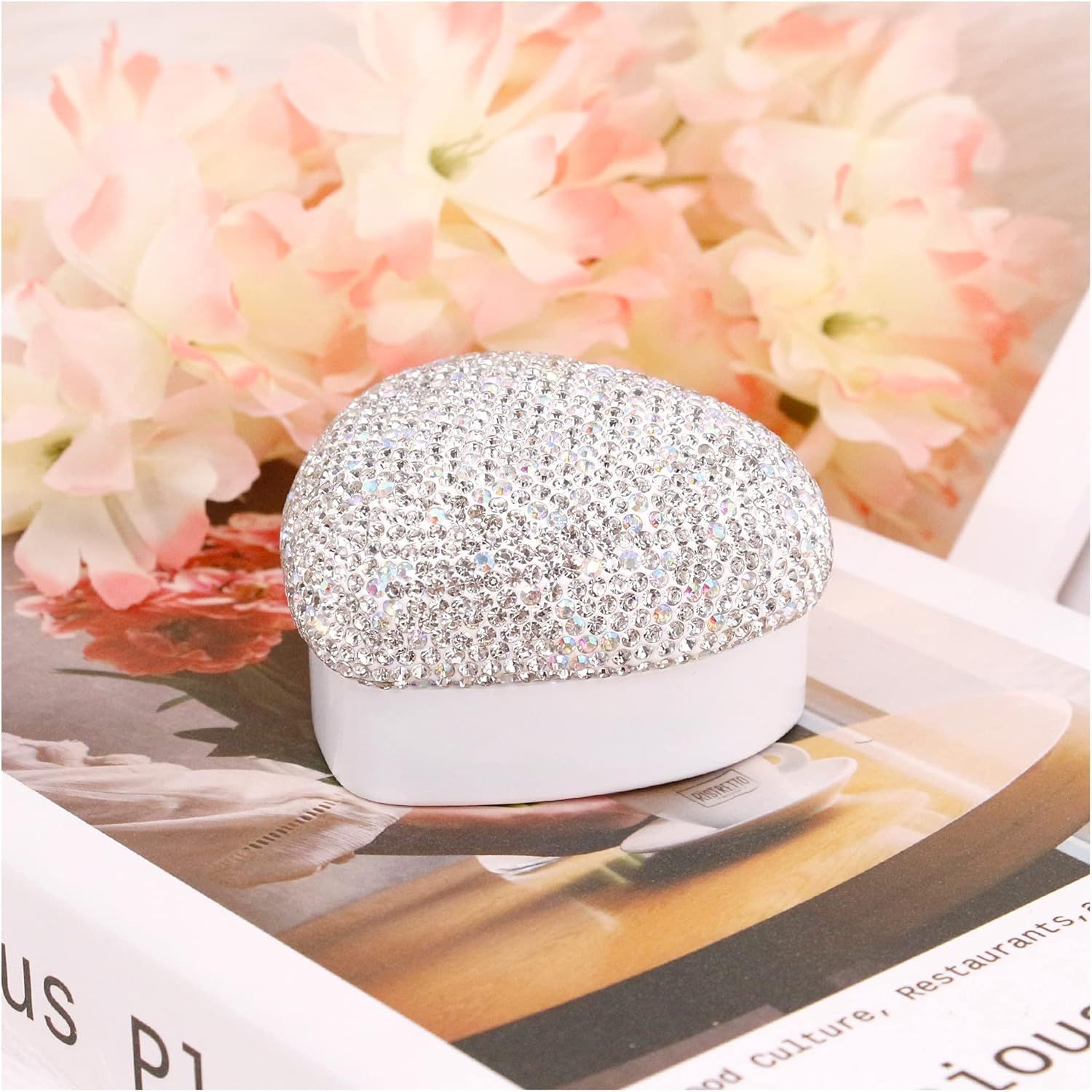 Heart Shaped Ring Box with LED Light Velvet Earrings Coin Jewelry Box Display view 3