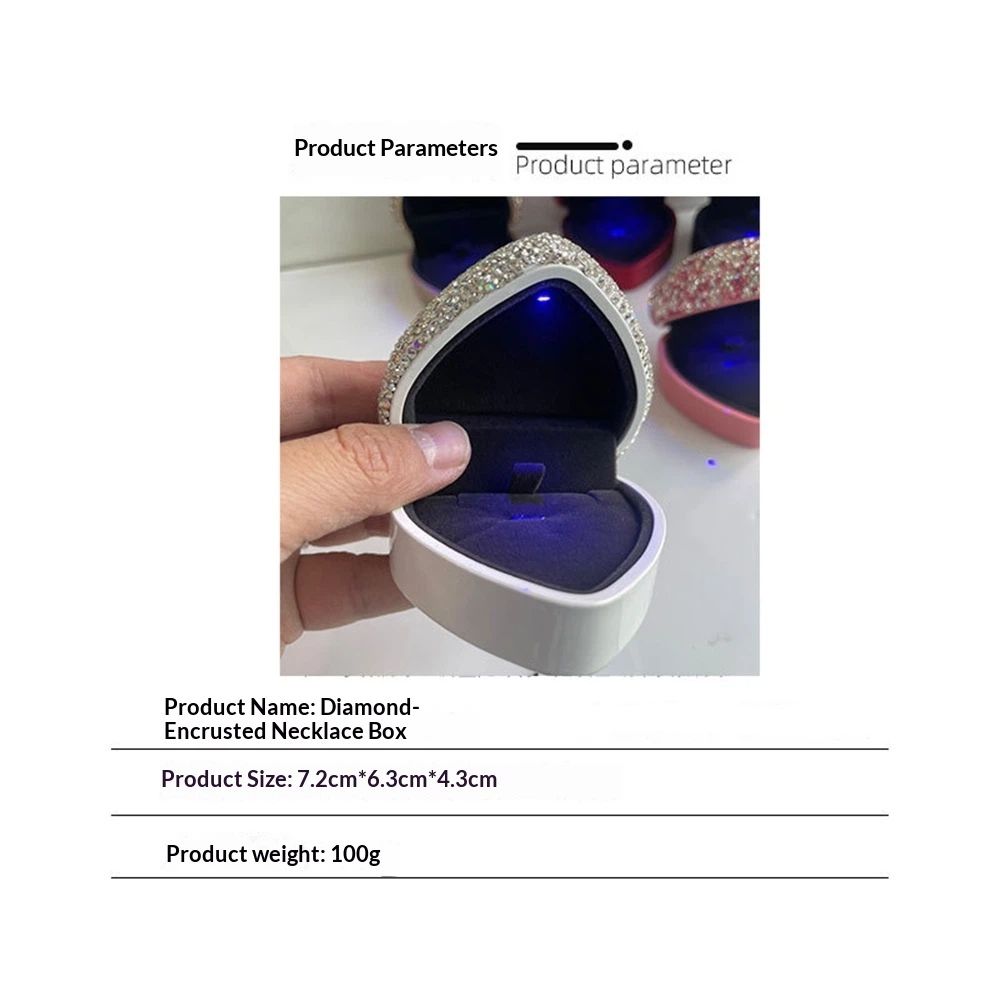 Heart Shaped Ring Box with LED Light Velvet Earrings Coin Jewelry Box Display view 5