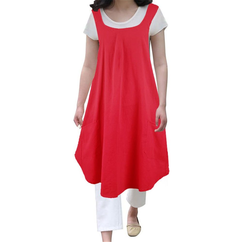 Soft Polyester Apron Cross Back Aprons with 2 Pockets Women’s Square Apron view 3