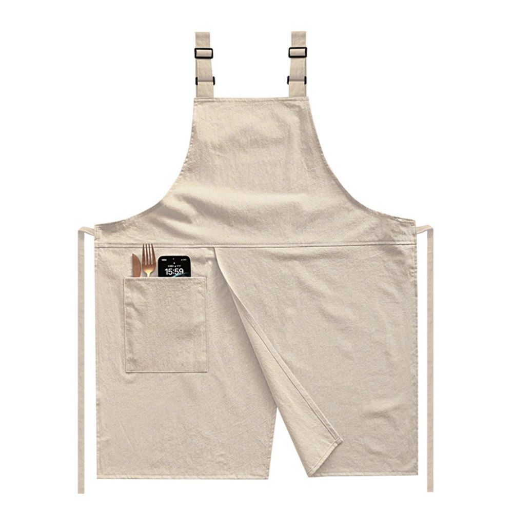Cotton and linen double shoulder apron — image 1