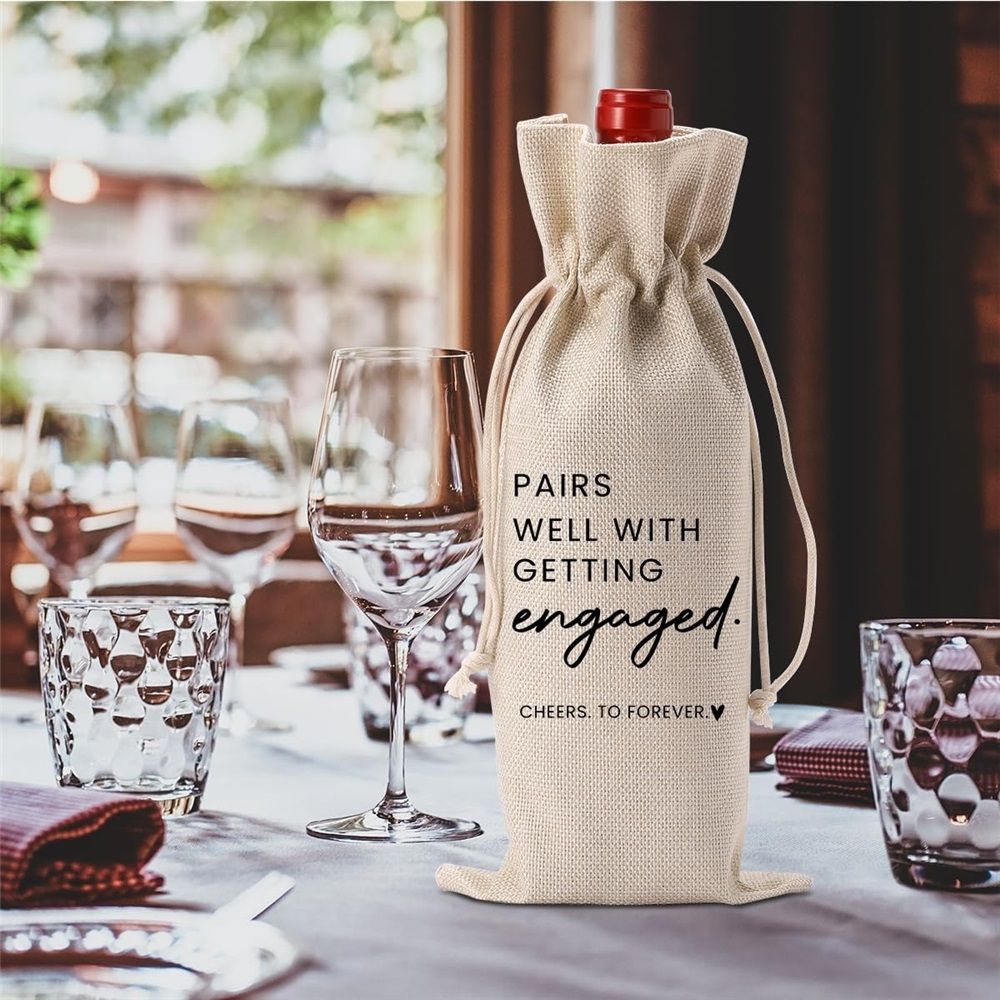 2 pack Engagement Wine Bag|Gift for Couples|Bride Gift|Wine Bag for Getting view 3