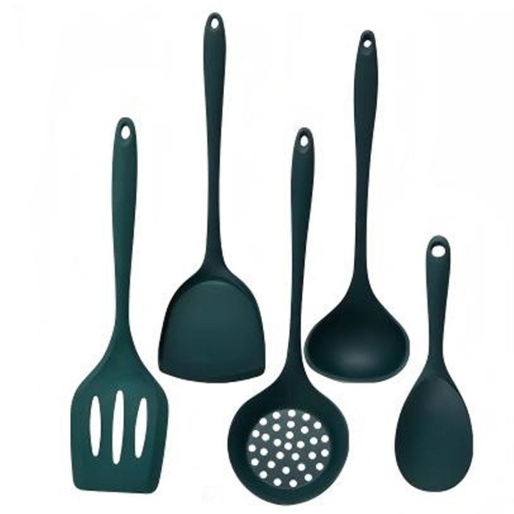 5 pack Silicone Kitchen Cooking Utensils Set: Heat Resistant Long Kitchen Gadgets — image 1
