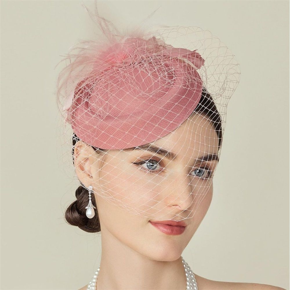 Fascinator Hat Veil Feather Fascinator Tea Party Bridal Wedding Veil Retro Hat view 4