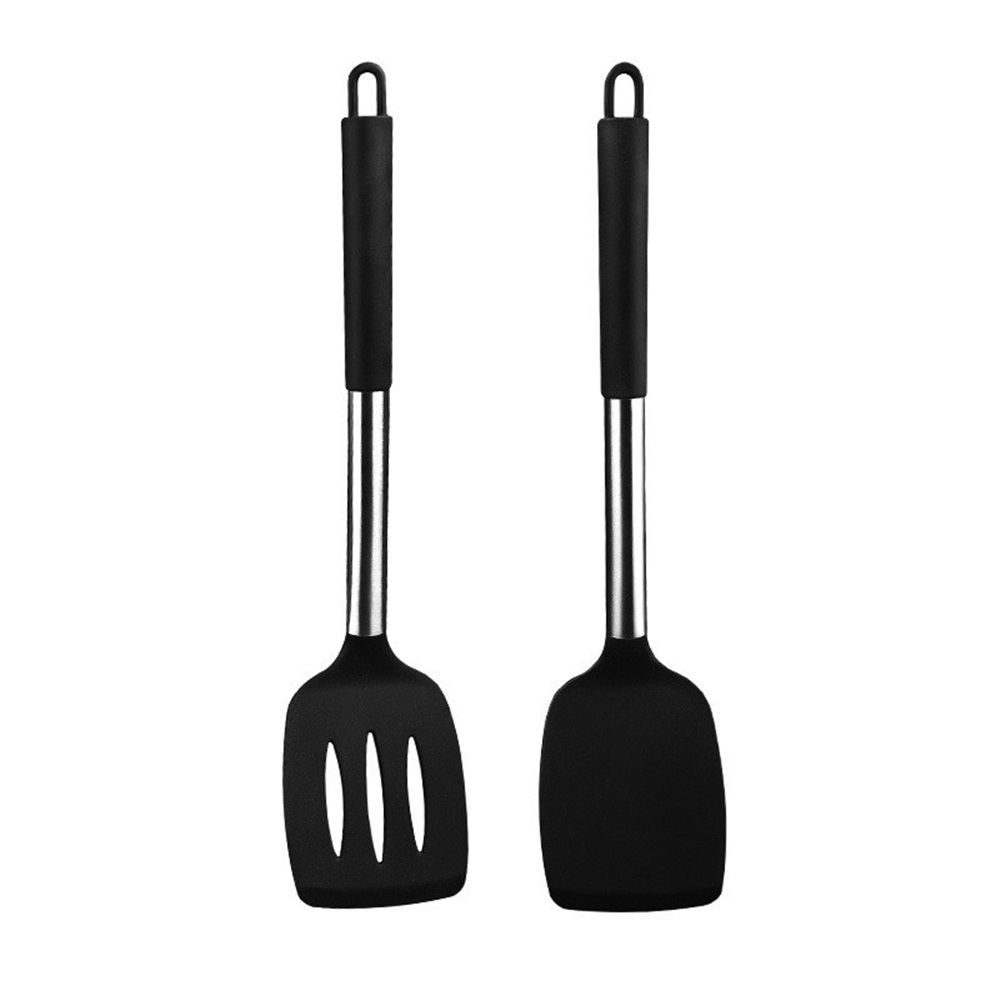 Pack of 2 Silicone Solid Non Stick Slotted Kitchen Spatulas — image 1