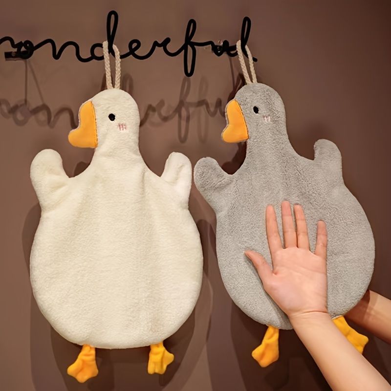 1pc, Cartoon Duck Hand Towel, Strong Absorbency, Quick Dry, Hanging Kitchen view 2