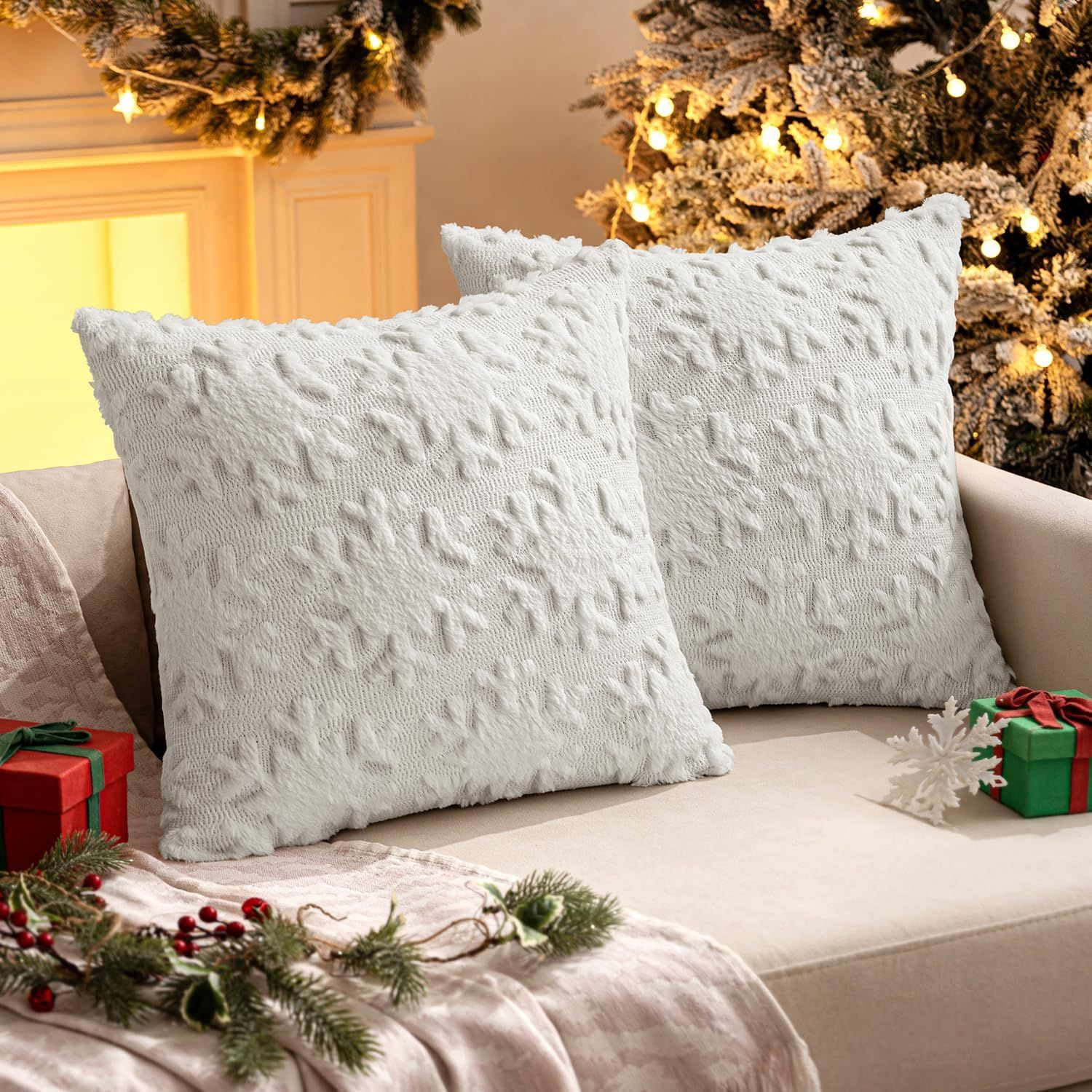 Christmas Snowflake Decorative Throw Pillow Covers Set of 2 — image 1