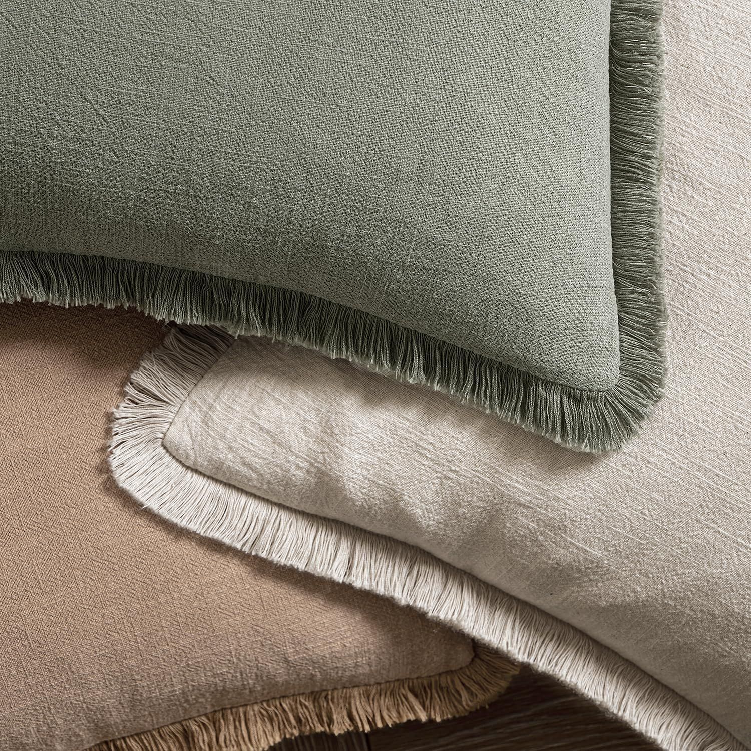 Christmas Decorative Throw Pillow Covers Neutral Linen Fringe Throw Pillows view 4