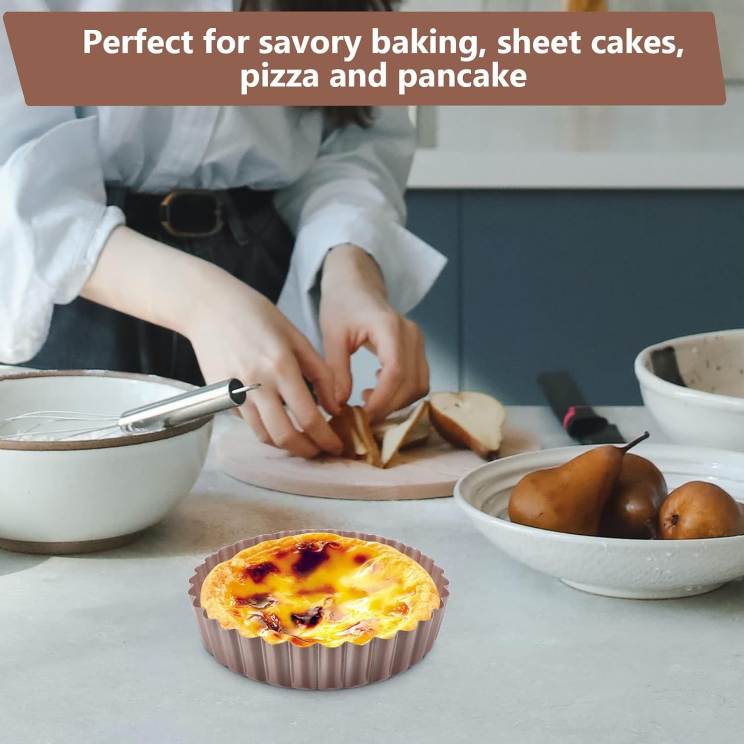 3PCS, 3.5Inch Tart Pan Removable Bottom Non-Stick Tin,Suitable for DIY Making view 3