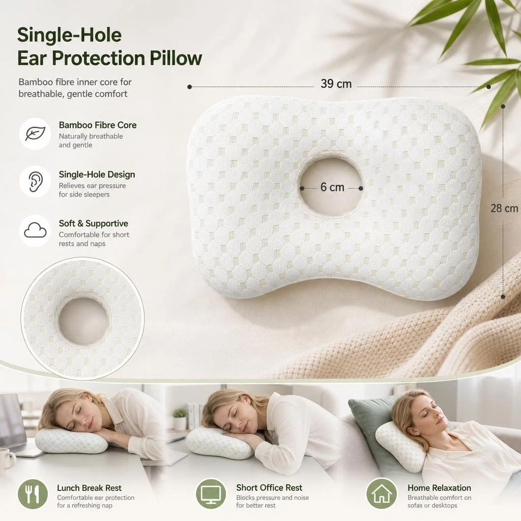 Side Sleep Ear Guard Pillow 39x28x6, Rock Gold, Gentle Head Support For Rest — image 1