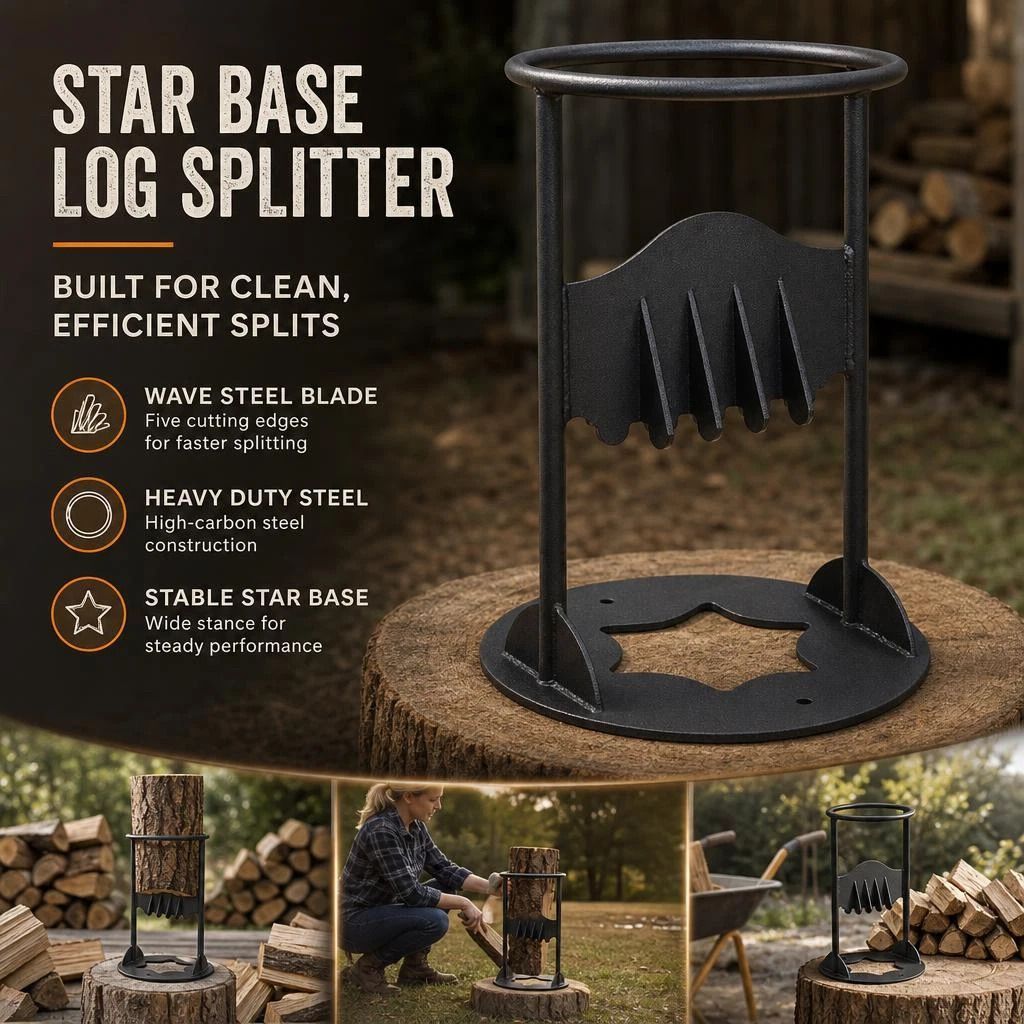 Manual Firewood Separator Five-Star Base 27cm, Wide Base For Safe Wood Splitting — image 1