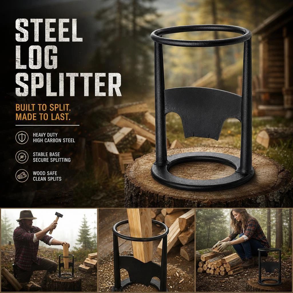 Manual Firewood Separator Five-Star Base 27cm, Wide Base For Safe Wood Splitting view 3