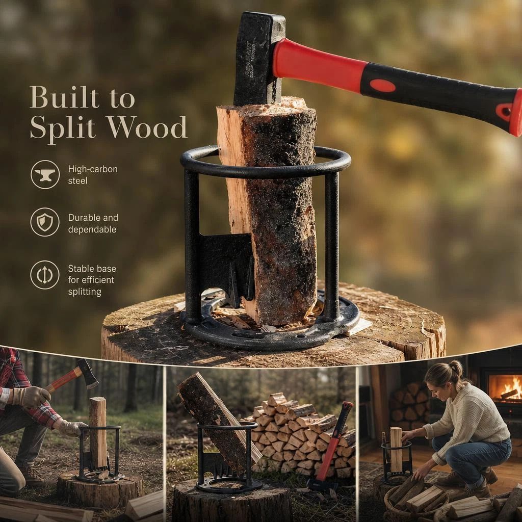 Manual Firewood Separator Five-Star Base 27cm, Wide Base For Safe Wood Splitting view 4