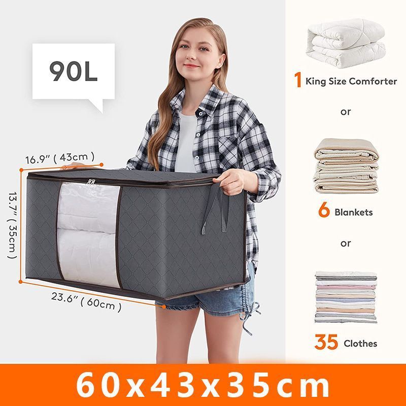 Large 84L Grey Clothing Storage Bag view 2