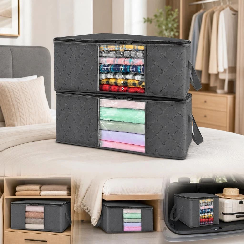 4 Pack 84L Moving Garment Organizer Bags Black Zipper — image 1