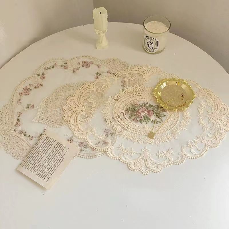 Sky Blue Mesh Embroidered Coaster Pad 29x38cm view 4