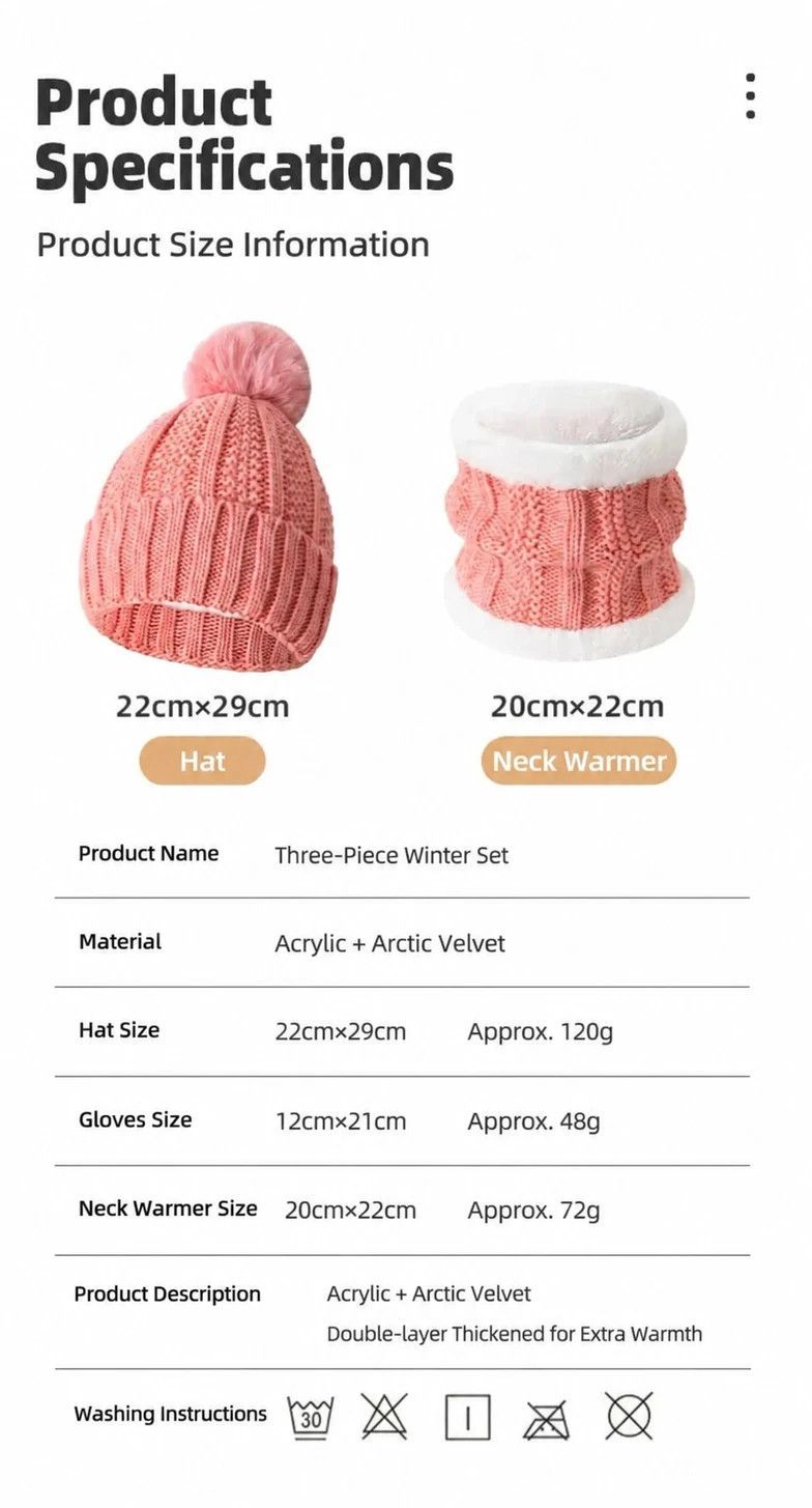Practical Snow Gear Gift Thick Fleece Knit Hat 3 Pack Light Grey view 3