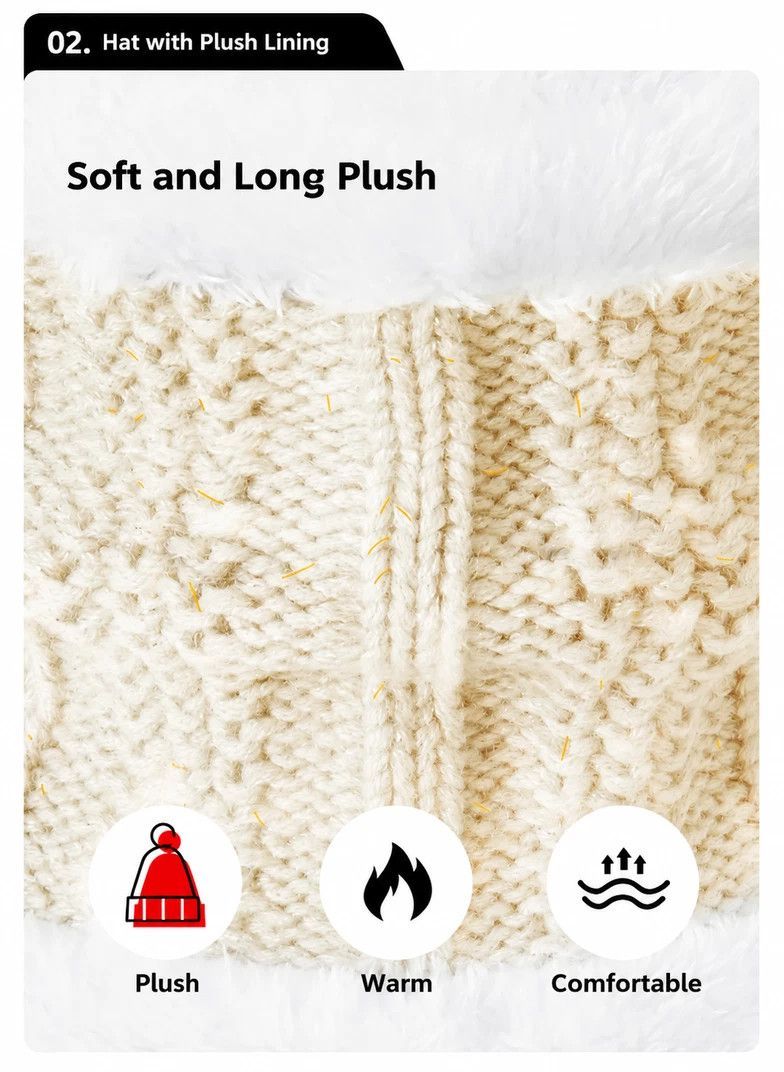 Handy Ski Holiday Gift Fleece Lined Thick Knit Hat 2 Pack Black view 5