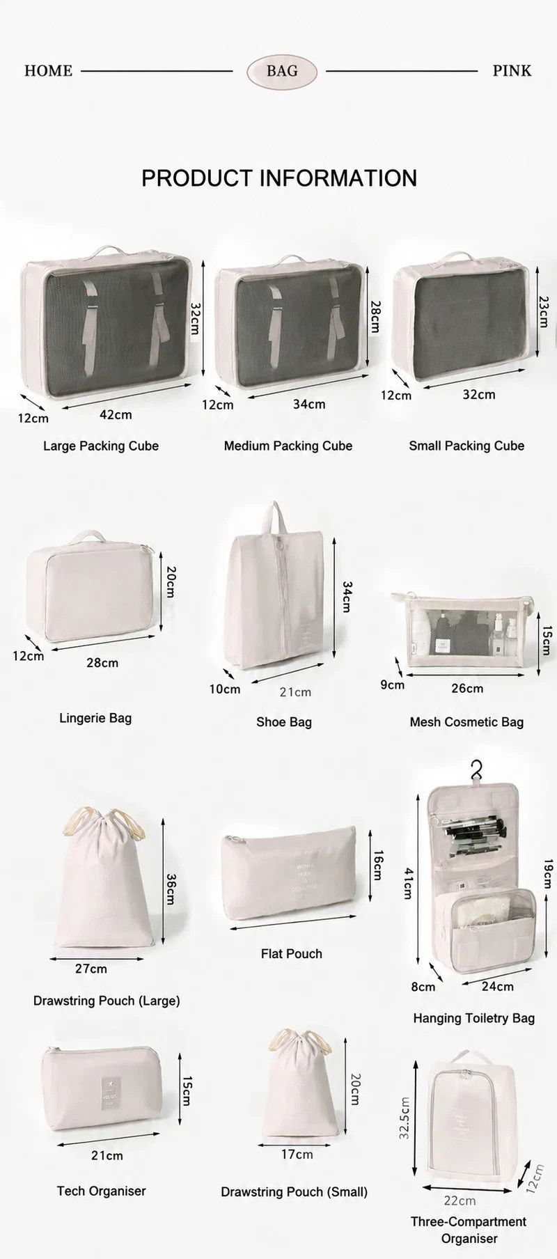Lightweight Travel Packing Organizer Kit view 2