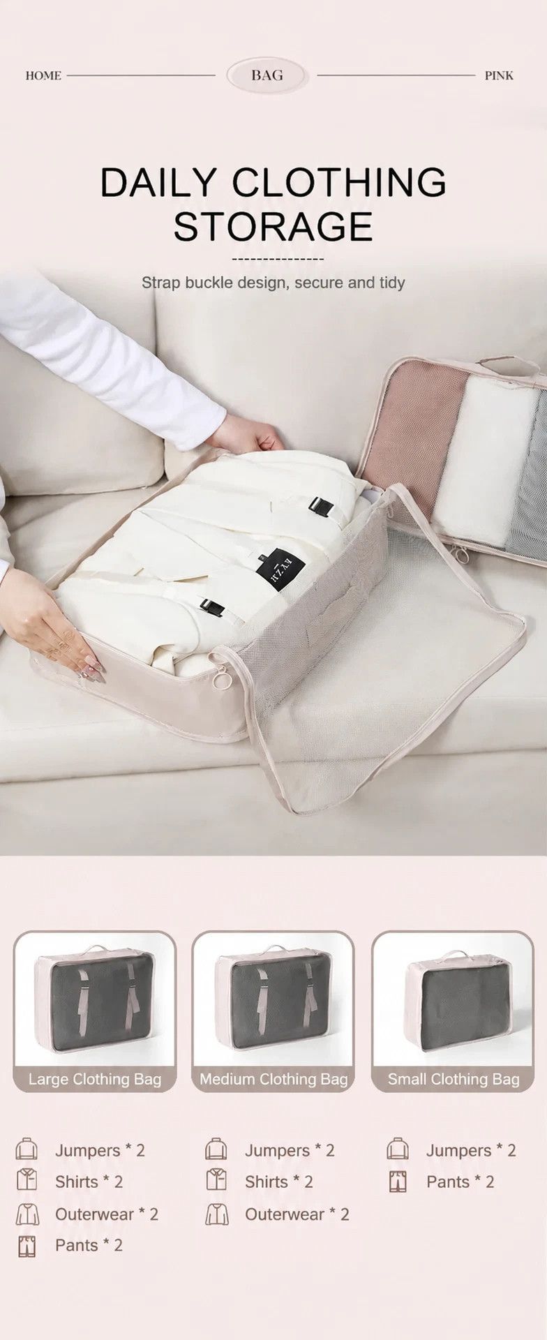 Lightweight Travel Packing Organizer Kit view 3