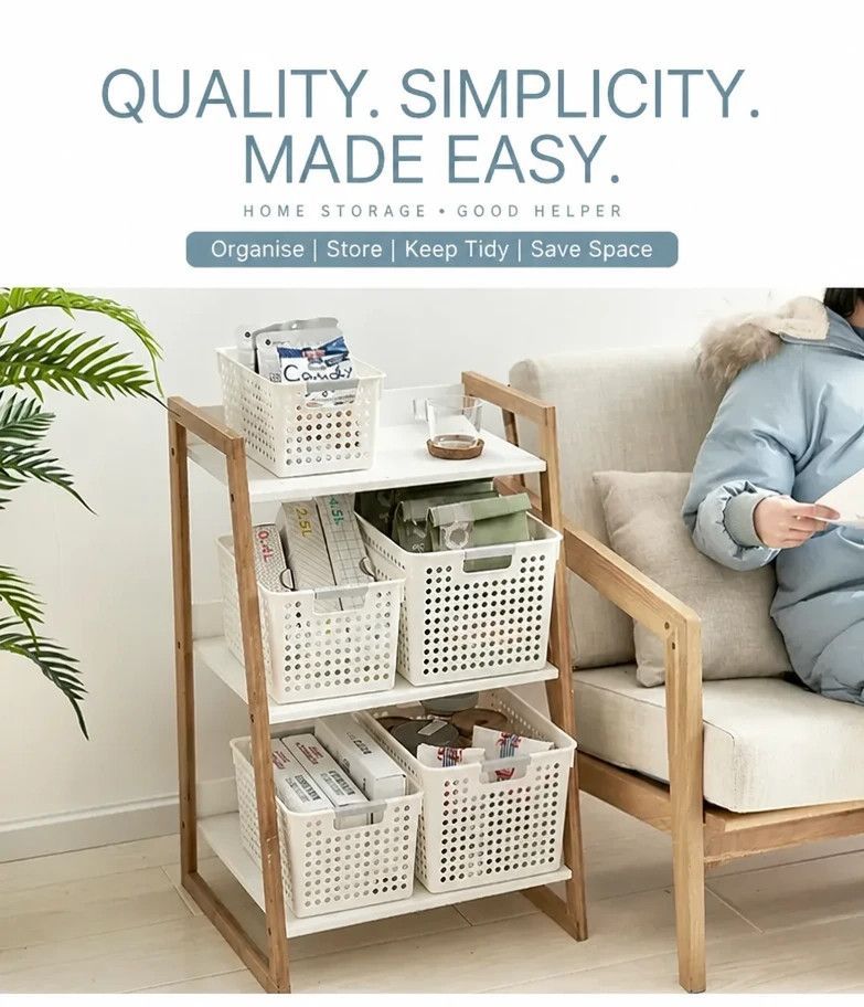 Narrow Plastic Storage Basket view 2