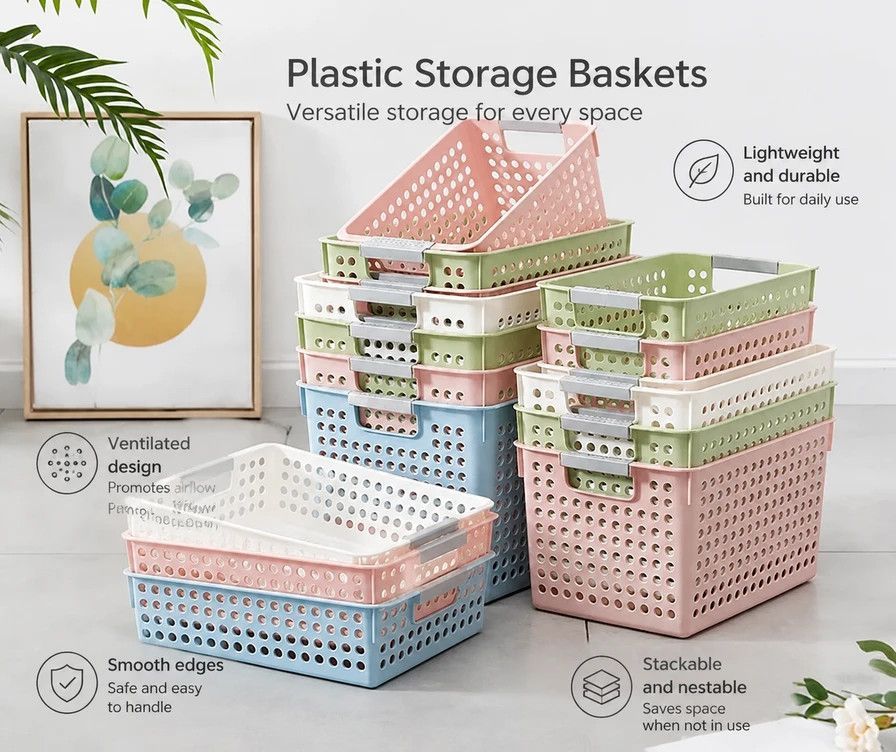Tall Plastic Storage Basket view 5