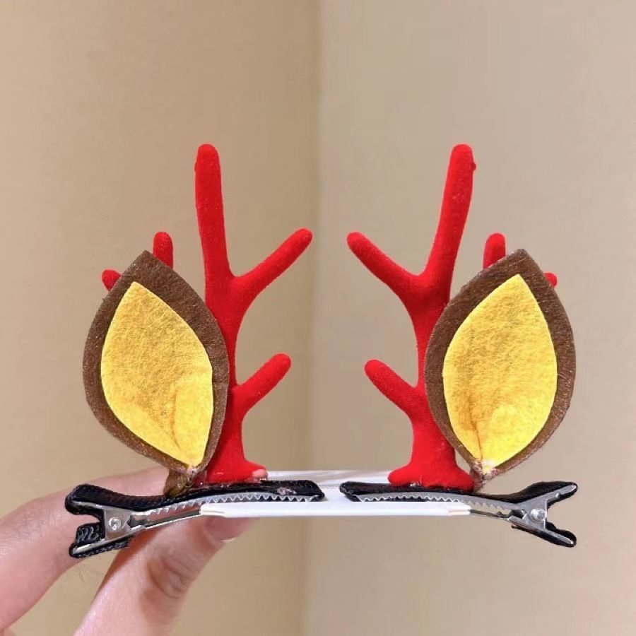 Ear Decor Red Antler Hair Clips — image 1