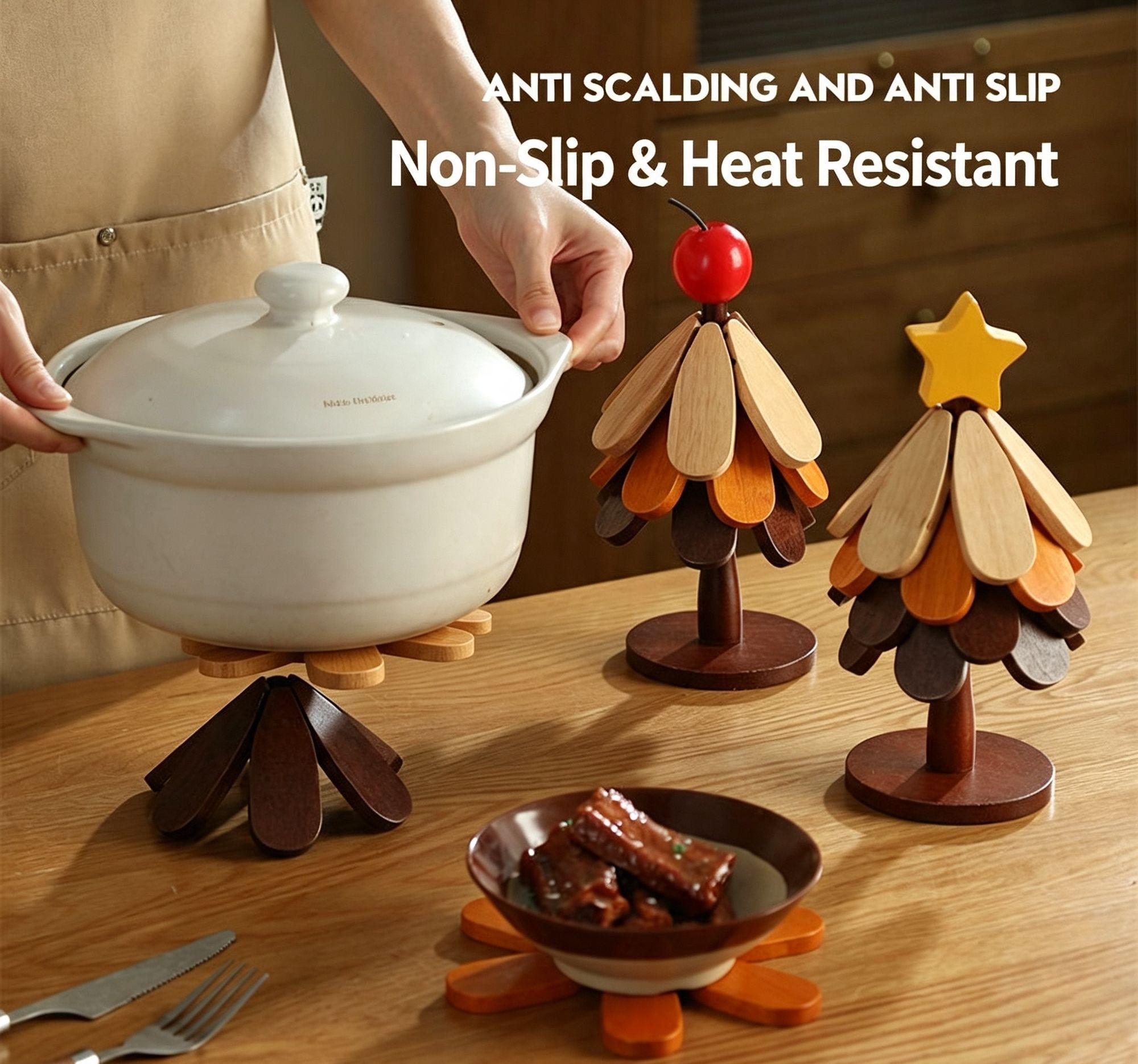 4-Tier Apple Style Christmas Tree Heat Insulation Trivet view 2