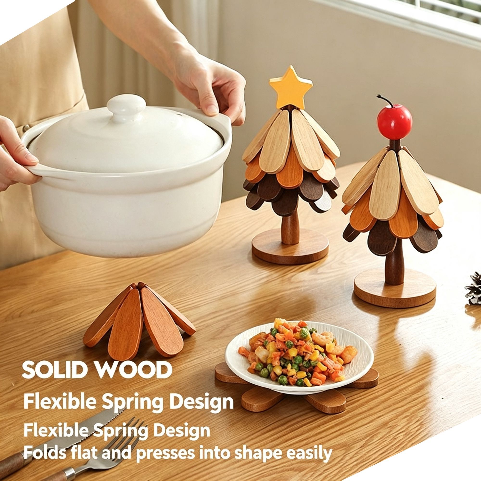Green Christmas Tree 5-Tier Star Pattern Heat Resistant Trivet view 7