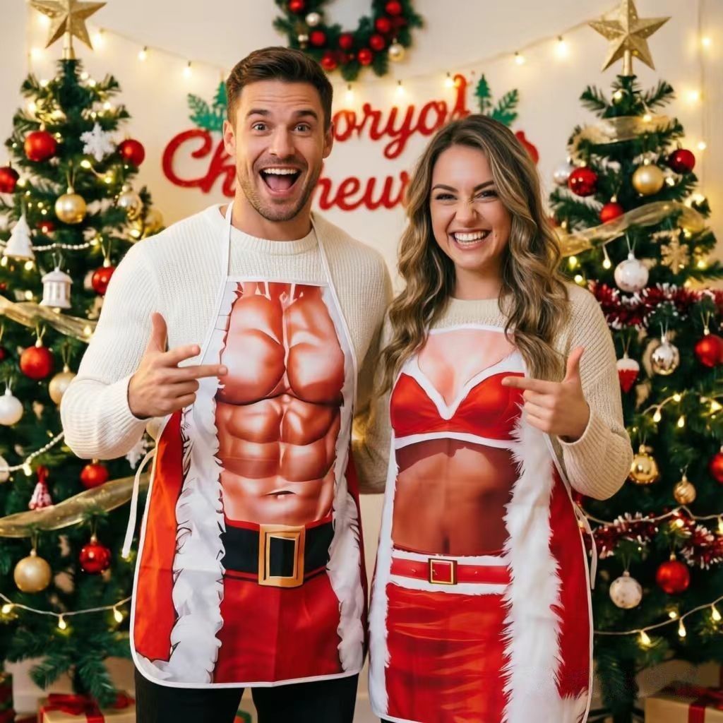 Christmas Green Festive Party Apron view 2