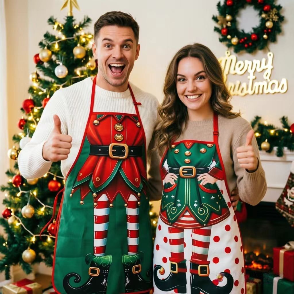 Christmas Green Festive Party Apron view 3