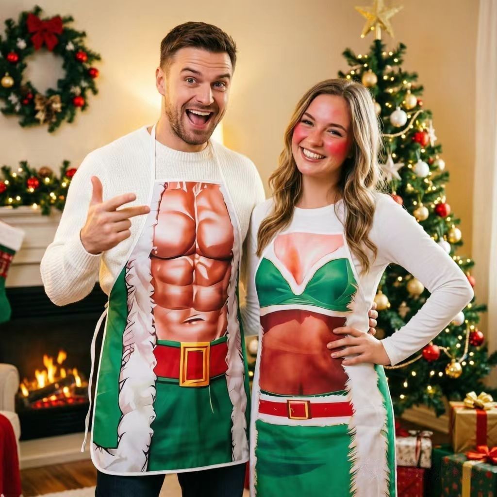 Christmas Green Festive Party Apron view 4