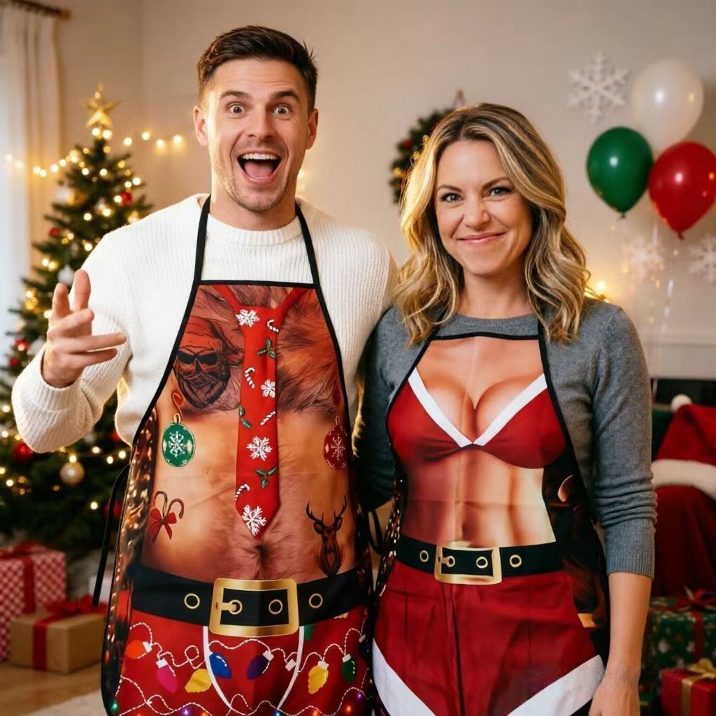 Christmas Green Festive Party Apron view 5