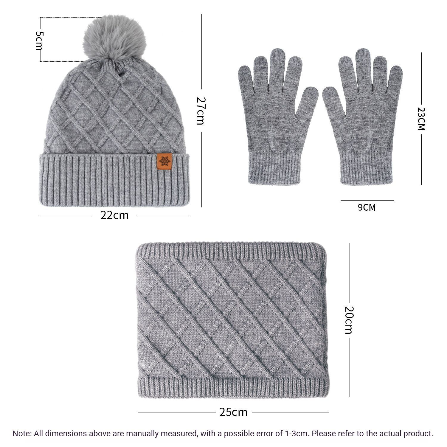 Women Milky-White Argyle 3-Piece Set-Hat Scarf and Gloves view 4