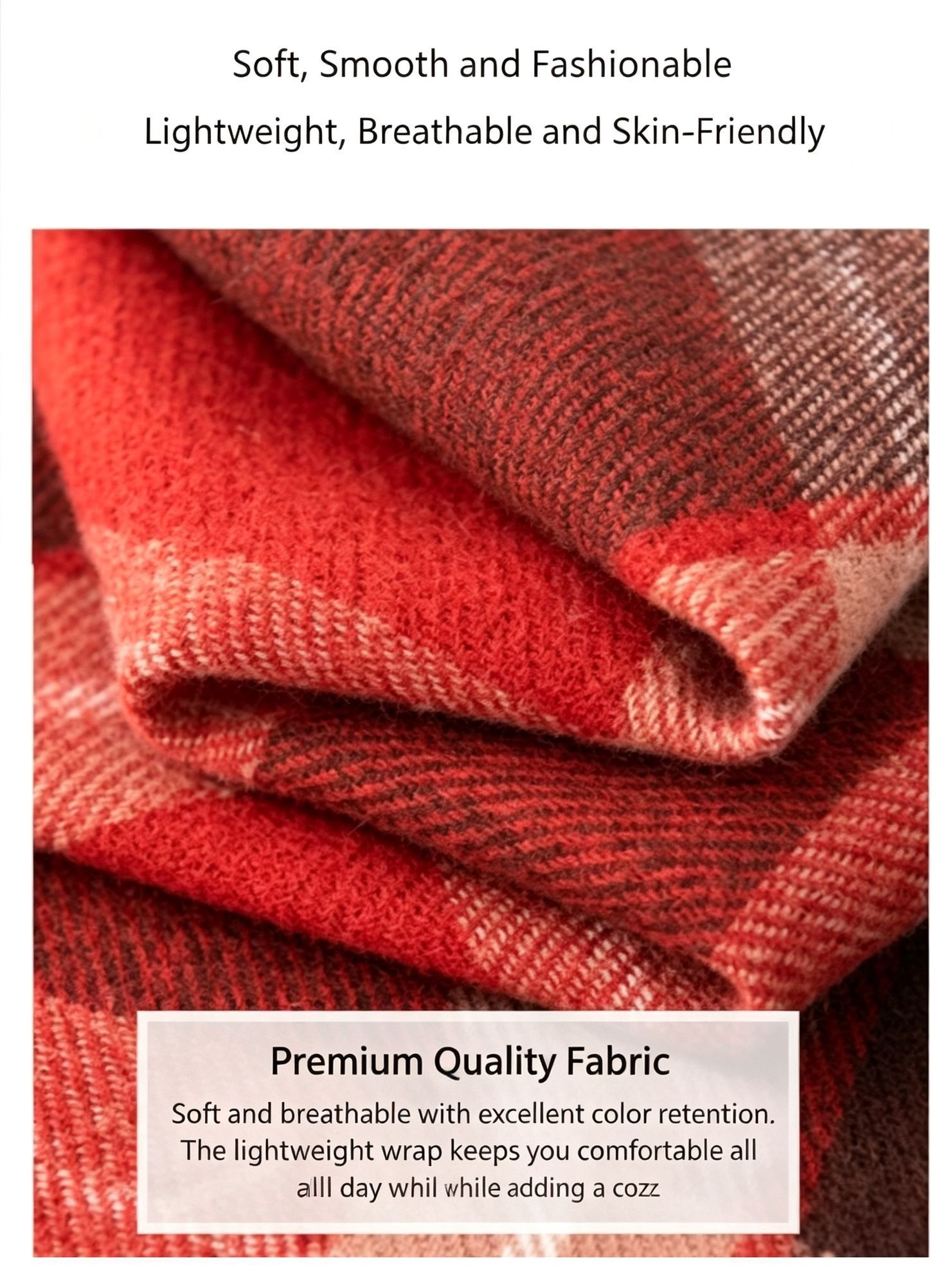 Plaid Warm Scarf for Women view 3