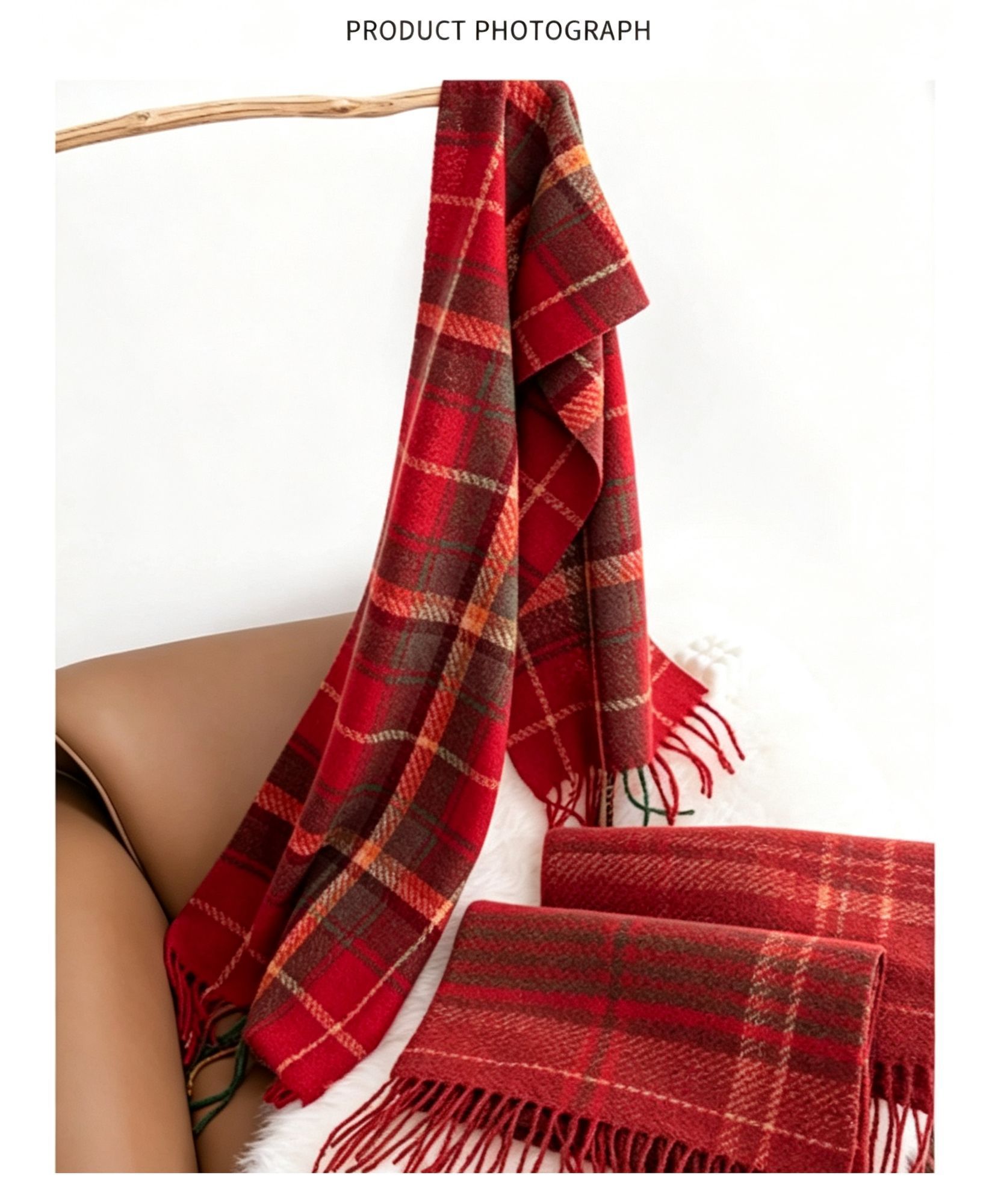 Plaid Warm Scarf for Women view 7