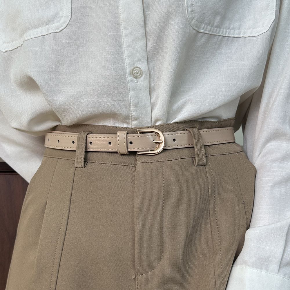 Ladies Retro Bevel‑edge Soft Leather Belt