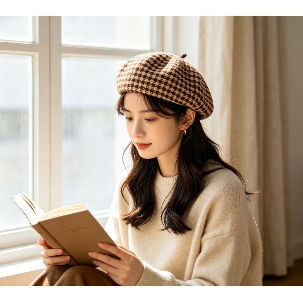 Button Detail Retro Beret view 6