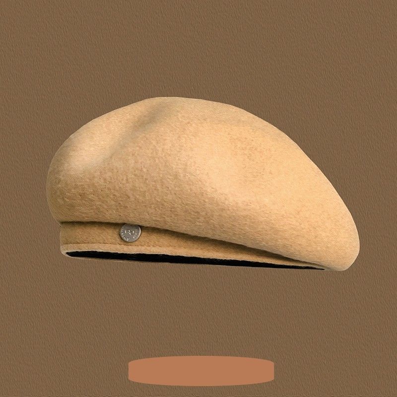 Round Metal Badge Beret Cap