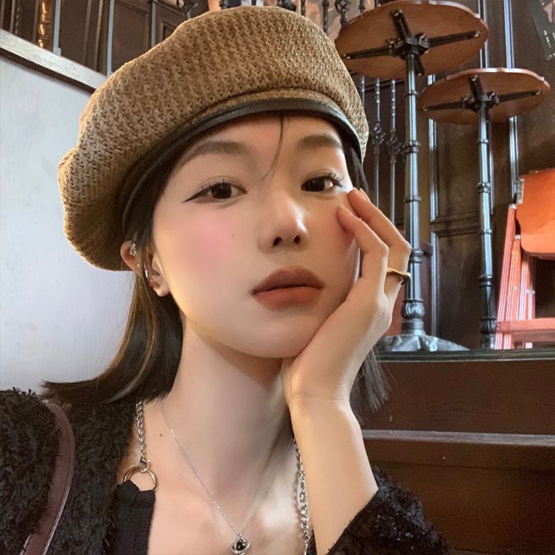 Waffle Knit Beret Hat, Adjustable 56‑58cm, Christmas & Halloween Cozy Daily